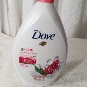 1 Dove Body Wash Pomegranate Lemon Verbena Scent Net. Vol 1 L. 33.8 oz. 1000 ml.